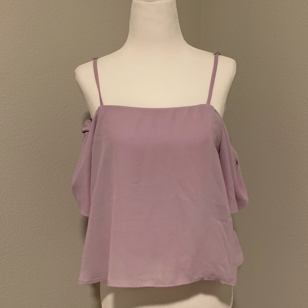 Spaghetti strap and cold shoulder tie around top